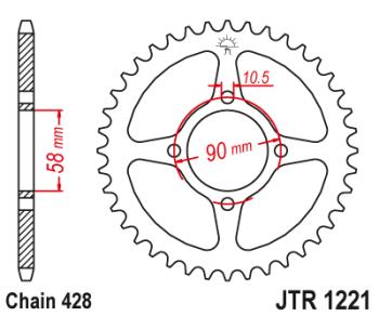 2 299 р. Звезда цепного привода JTR1221 45  jtr1221.45  с доставкой в г. Майкоп. Увеличить фотографию 1