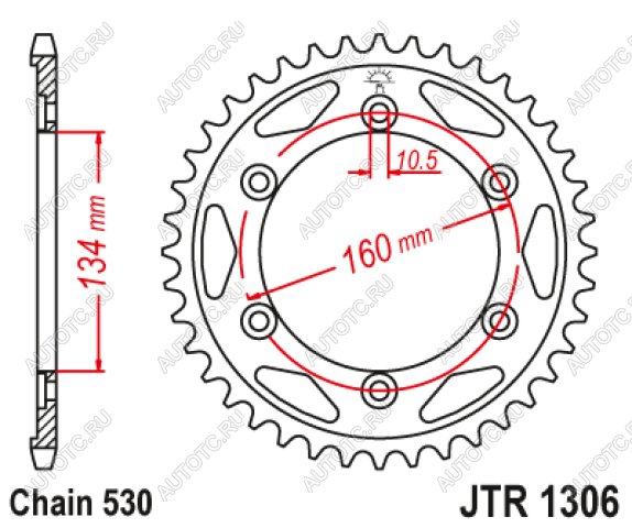 3 599 р. Звезда цепного привода JTR1306 42ZBK  jtr1306.42zbk  с доставкой в г. Майкоп