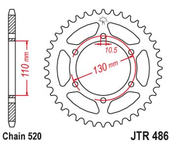 2 999 р. Звезда цепного привода JTR486 43ZBK  jtr486.43zbk  с доставкой в г. Майкоп. Увеличить фотографию 1