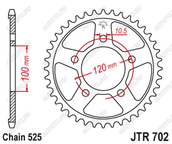 3 679 р. Звезда цепного привода JTR702 44  jtr702.44  с доставкой в г. Майкоп