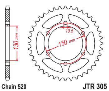 3 399 р. Звезда цепного привода JTR305 46ZBK  jtr305.46zbk  с доставкой в г. Майкоп. Увеличить фотографию 1