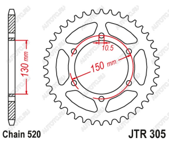 3 399 р. Звезда цепного привода JTR305 46ZBK  jtr305.46zbk  с доставкой в г. Майкоп