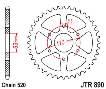 2 399 р. Звезда цепного привода JTR890 42ZBK  jtr890.42zbk  с доставкой в г. Майкоп. Увеличить фотографию 1