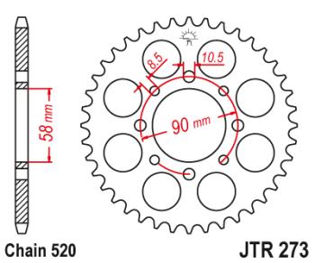 2 899 р. Звезда цепного привода JTR273 42  jtr273.42  с доставкой в г. Майкоп. Увеличить фотографию 1