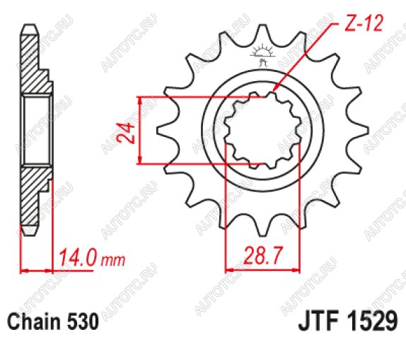 1 859 р. Звезда цепного привода JTF1529 17RB  jtf1529.17rb  с доставкой в г. Майкоп