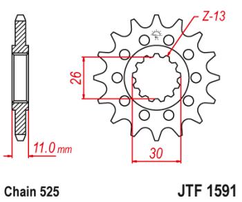 1 659 р. Звезда цепного привода JTF1591 16RB  jtf1591.16rb  с доставкой в г. Майкоп. Увеличить фотографию 1