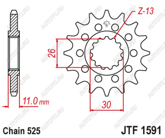 1 659 р. Звезда цепного привода JTF1591 16RB  jtf1591.16rb  с доставкой в г. Майкоп