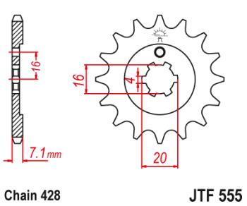 569 р. Звезда цепного привода JTF555 14  jtf555.14  с доставкой в г. Майкоп. Увеличить фотографию 1