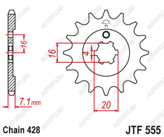569 р. Звезда цепного привода JTF555 14  jtf555.14  с доставкой в г. Майкоп