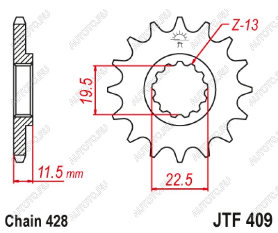 1 269 р. Звезда цепного привода JTF409 14  jtf409.14  с доставкой в г. Майкоп