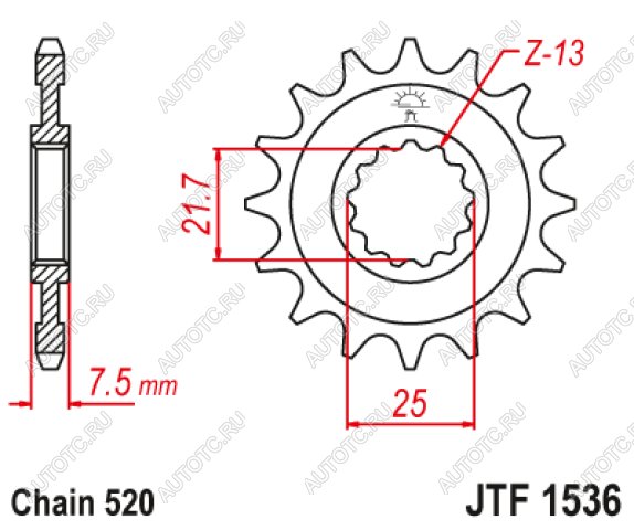 1 229 р. Звезда цепного привода JTF1536 15  jtf1536.15  с доставкой в г. Майкоп