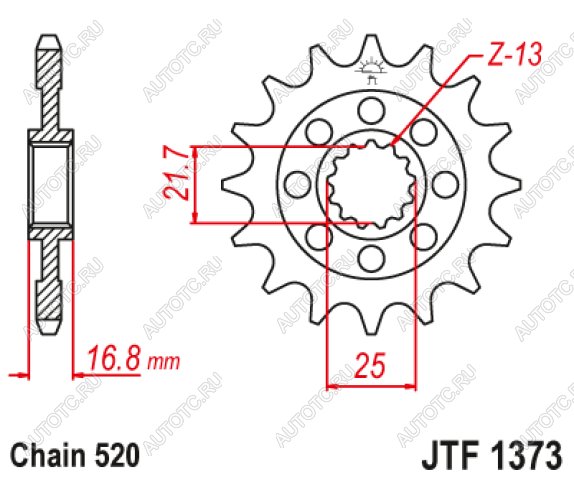 2 379 р. Звезда цепного привода JTF1373 16  jtf1373.16  с доставкой в г. Майкоп