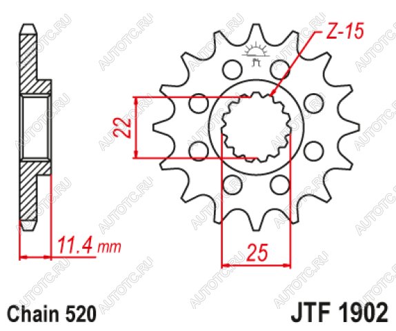 1 759 р. Звезда цепного привода JTF1902 15RB  jtf1902.15rb  с доставкой в г. Майкоп