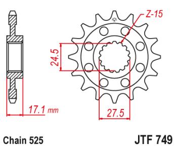 2 239 р. Звезда цепного привода JTF749 15  jtf749.15  с доставкой в г. Майкоп. Увеличить фотографию 1