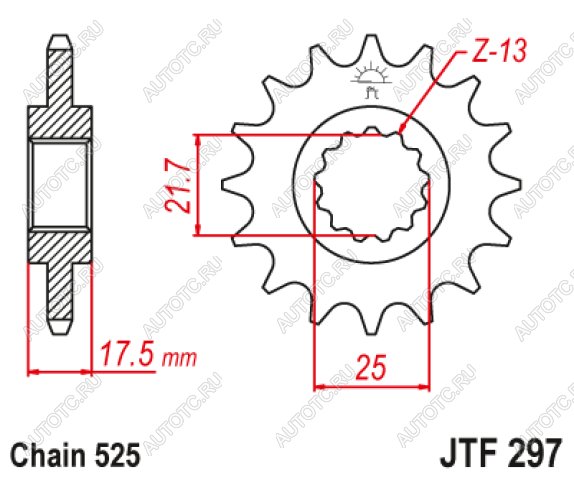 1 899 р. Звезда цепного привода JTF297 15RB  jtf297.15rb  с доставкой в г. Майкоп
