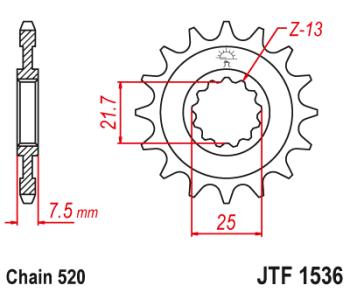 1 299 р. Звезда цепного привода JTF1536 16RB  jtf1536.16rb  с доставкой в г. Майкоп. Увеличить фотографию 1
