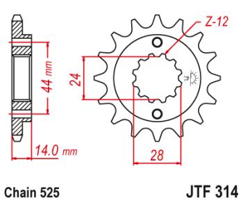 2 099 р. Звезда цепного привода JTF314 16  jtf314.16  с доставкой в г. Майкоп. Увеличить фотографию 1