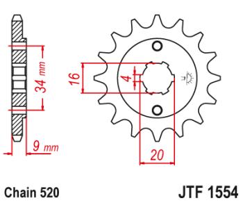1 259 р. Звезда цепного привода JTF1554 13  jtf1554.13  с доставкой в г. Майкоп. Увеличить фотографию 1
