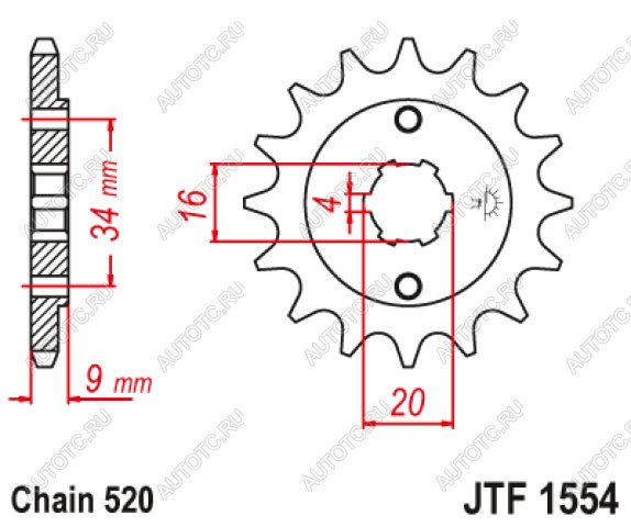 1 259 р. Звезда цепного привода JTF1554 13  jtf1554.13  с доставкой в г. Майкоп