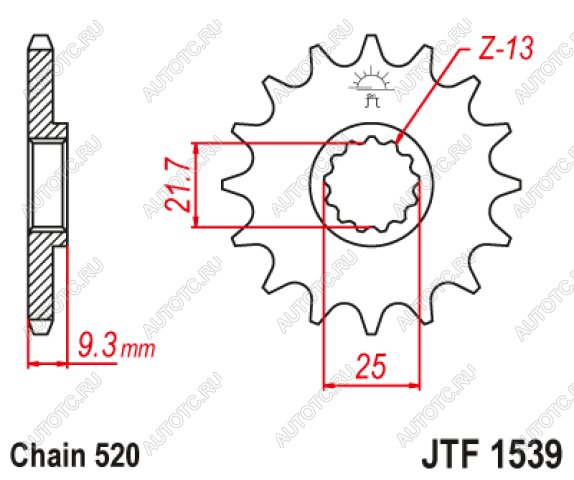 2 049 р. Звезда цепного привода JTF1539 14RB  jtf1539.14rb  с доставкой в г. Майкоп