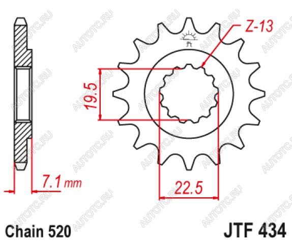 1 259 р. Звезда цепного привода JTF434 15  jtf434.15  с доставкой в г. Майкоп