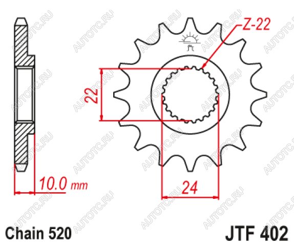 1 739 р. Звезда цепного привода JTF402 16RB  jtf402.16rb  с доставкой в г. Майкоп