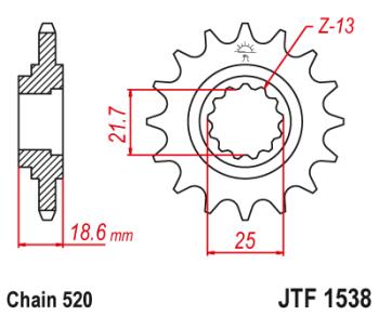 2 379 р. Звезда цепного привода JTF1538 15RB  jtf1538.15rb  с доставкой в г. Майкоп. Увеличить фотографию 1