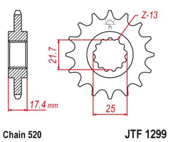 2 299 р. Звезда цепного привода JTF1299 14  jtf1299.14  с доставкой в г. Майкоп. Увеличить фотографию 1
