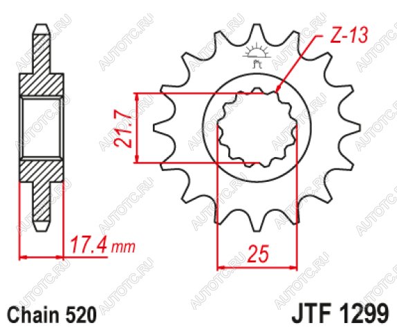 2 299 р. Звезда цепного привода JTF1299 14  jtf1299.14  с доставкой в г. Майкоп