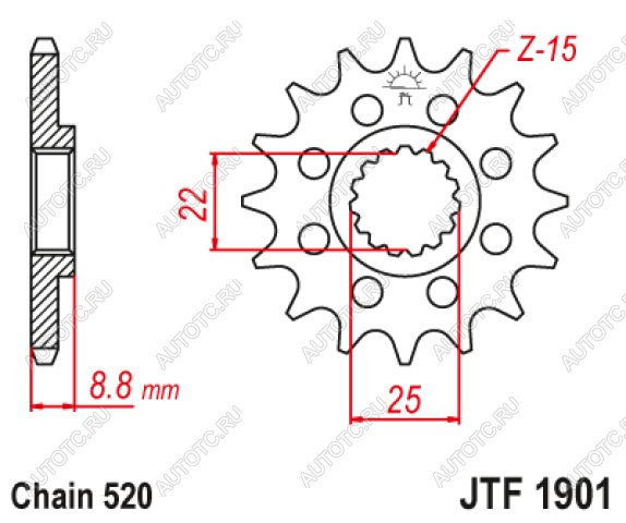 1 229 р. Звезда цепного привода JTF1901 12  jtf1901.12  с доставкой в г. Майкоп
