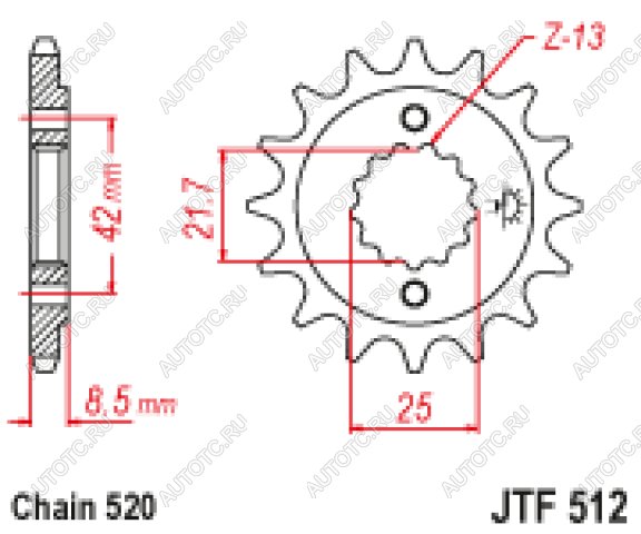 1 619 р. Звезда цепного привода JTF512 16  jtf512.16  с доставкой в г. Майкоп