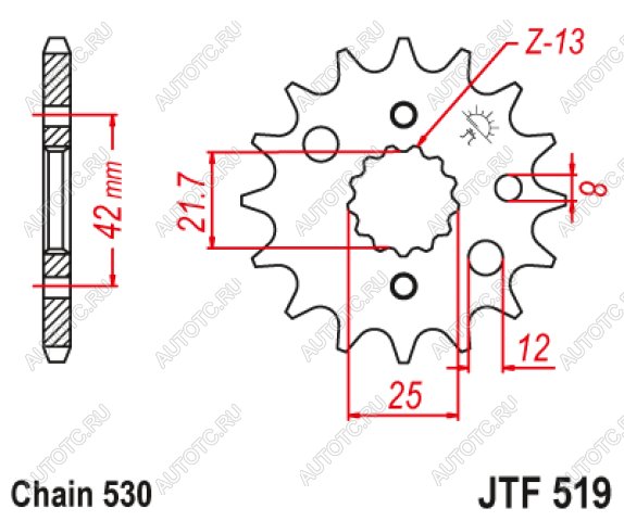 1 479 р. Звезда цепного привода JTF519 17  jtf519.17  с доставкой в г. Майкоп