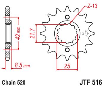 1 739 р. Звезда цепного привода JTF516 13  jtf516.13  с доставкой в г. Майкоп. Увеличить фотографию 1