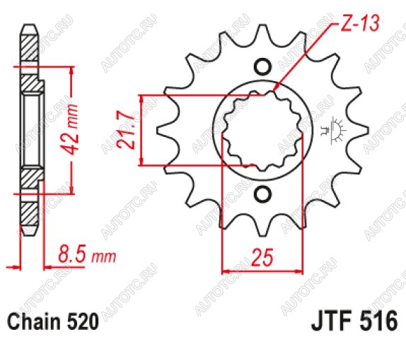 1 739 р. Звезда цепного привода JTF516 13  jtf516.13  с доставкой в г. Майкоп