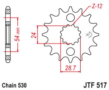 1 359 р. Звезда цепного привода JTF517 17RB  jtf517.17rb  с доставкой в г. Майкоп. Увеличить фотографию 1