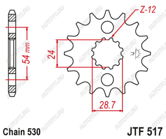 1 359 р. Звезда цепного привода JTF517 17RB  jtf517.17rb  с доставкой в г. Майкоп