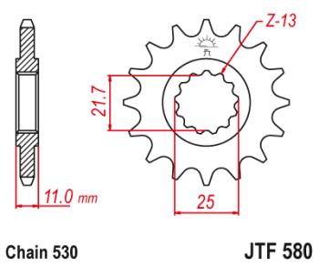 1 599 р. Звезда цепного привода JTF580 16RB  jtf580.16rb  с доставкой в г. Майкоп. Увеличить фотографию 1