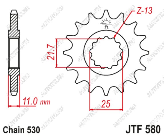1 599 р. Звезда цепного привода JTF580 16RB  jtf580.16rb  с доставкой в г. Майкоп