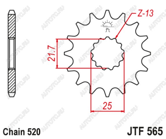 1 209 р. Звезда цепного привода JTF565 16RB  jtf565.16rb  с доставкой в г. Майкоп