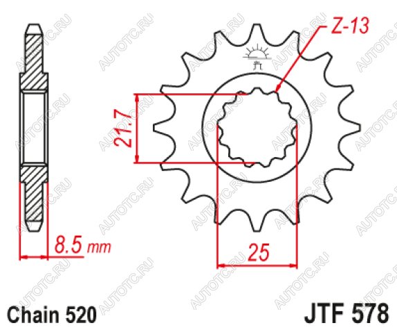 1 599 р. Звезда цепного привода JTF578 17  jtf578.17  с доставкой в г. Майкоп