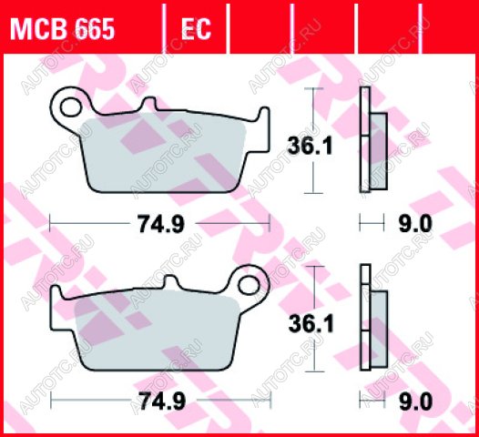 2 919 р. Тормозные колодки TRW MCB665EC  mcb665ec  с доставкой в г. Майкоп