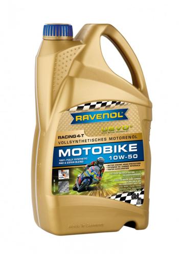 10 249 р. Моторное масло RAVENOL Motobike 4-T Racing 10W-50 (4л)  1171107-004-01-999  с доставкой в г. Майкоп. Увеличить фотографию 1