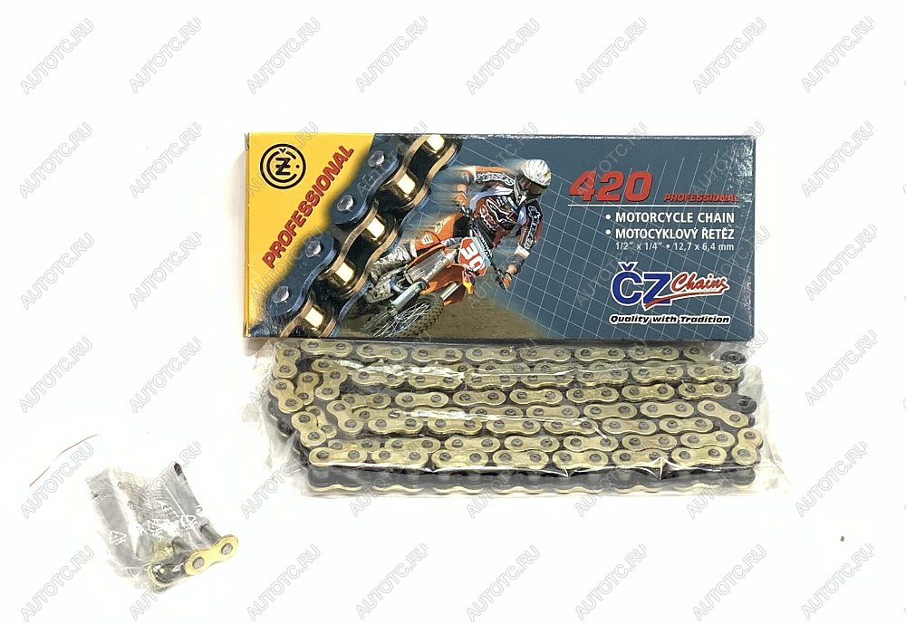 4 399 р. Цепь привода CZ Chains 420 MX Gold -116 Без сальников  420mx-116  с доставкой в г. Майкоп