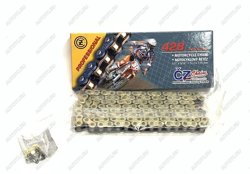 6 299 р. Цепь привода CZ Chains 428 MX Gold -124 Без сальников  428mx-124  с доставкой в г. Майкоп