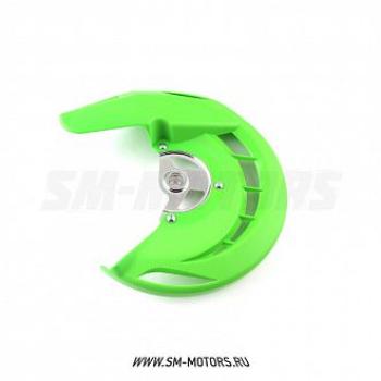 2 899 р. Защита переднего тормозного диска Kawasaki KX250F450F 06-15, KLX450 08-15  SM-PARTS зеленая  010263-185-6476  с доставкой в г. Майкоп. Увеличить фотографию 1
