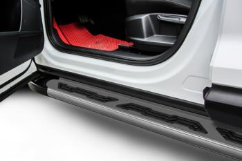  Пороги алюминиевые (1.5 2WD) Alfa SLITKOFF Haval Jolion (2020-2025) дорестайлинг, рестайлинг (Grafit)