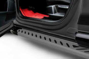 Пороги алюминиевые Elite SLITKOFF KIA Soul  PS (2017-2019) рестайлинг (Grafit)