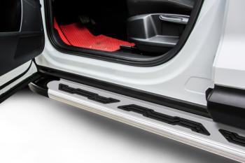 Правый порог алюминиевый Alfa SLITKOFF Volkswagen Caravelle  T5 - Multivan  T5 (Silver)