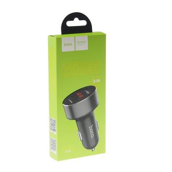 429 р. Устройство зарядное в прикуриватель 2USB 12-24V 2.1A с дисплеем HOCO HOCO z26 black HOCO z26 black  с доставкой в г. Майкоп. Увеличить фотографию 2