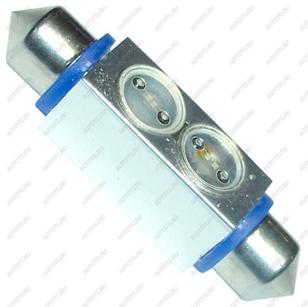 141 р. Лампа светодиодная 12V C20W SV8.5-8 42мм двухцокольная 2 светодиода Super Brite White MEGAPOWER MEGAPOWER-AUTOMOTIVE 50433b  с доставкой в г. Майкоп